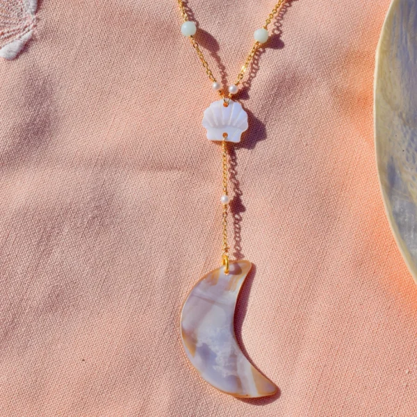 Nixie gold necklace, handmade by Busy Beech from recycled and second-hand materials