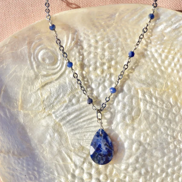 Rosie sterling silver necklace, handmade by Busy Beech from recycled and second-hand materials