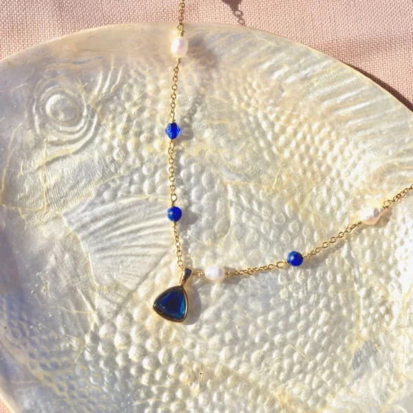 Donna gold necklace, handmade by Busy Beech from recycled and second-hand materials
