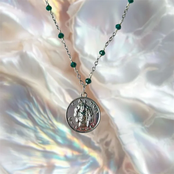 Medusa silver necklace, handmade by Busy Beech from recycled and second-hand materials