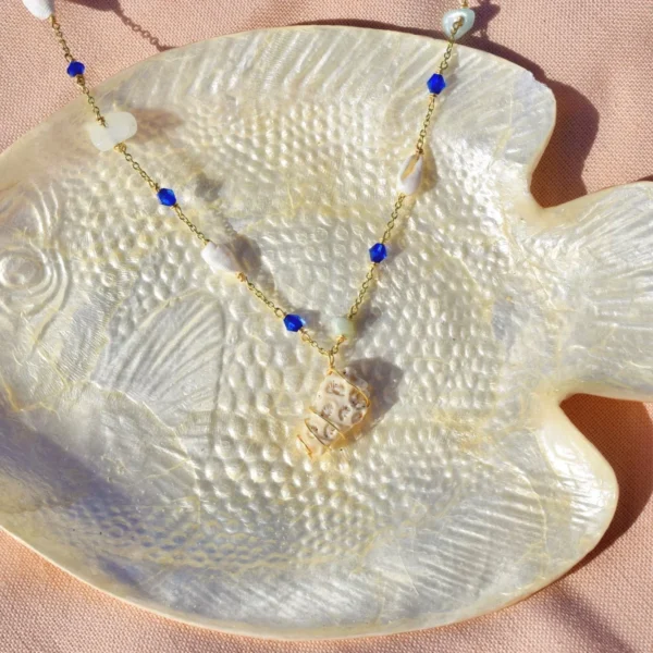 Kora gold necklace, handmade by Busy Beech from recycled and second-hand materials