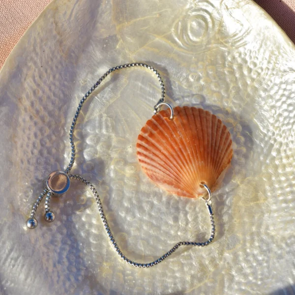 Scallop Bracelet, handmade by Busy Beech from recycled and second-hand materials