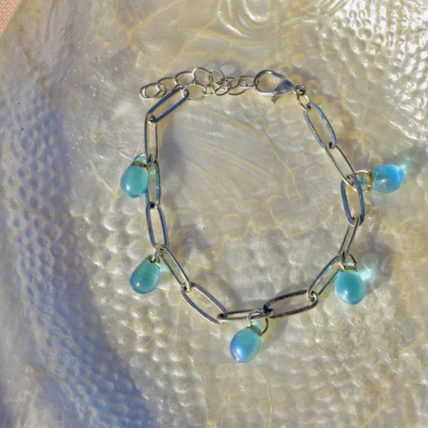 Blue Chain Bracelet, handmade by Busy Beech from recycled and second-hand materials