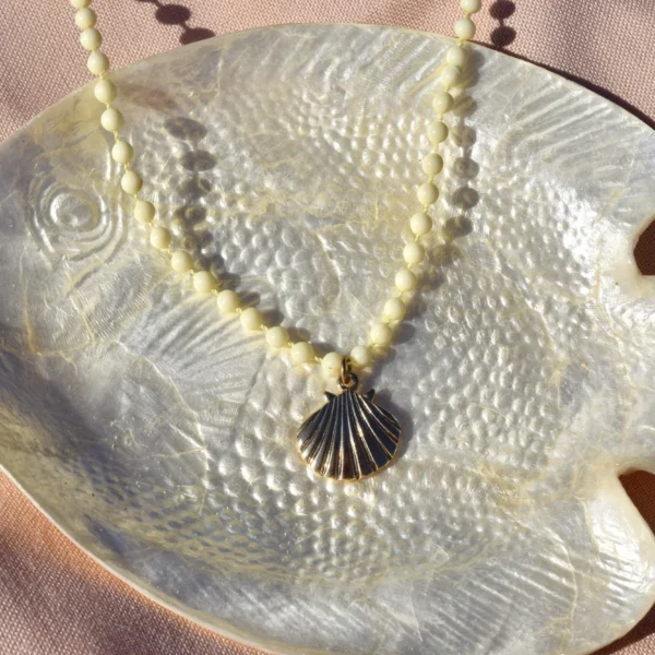Ali gold necklace, handmade by Busy Beech from recycled and second-hand materials
