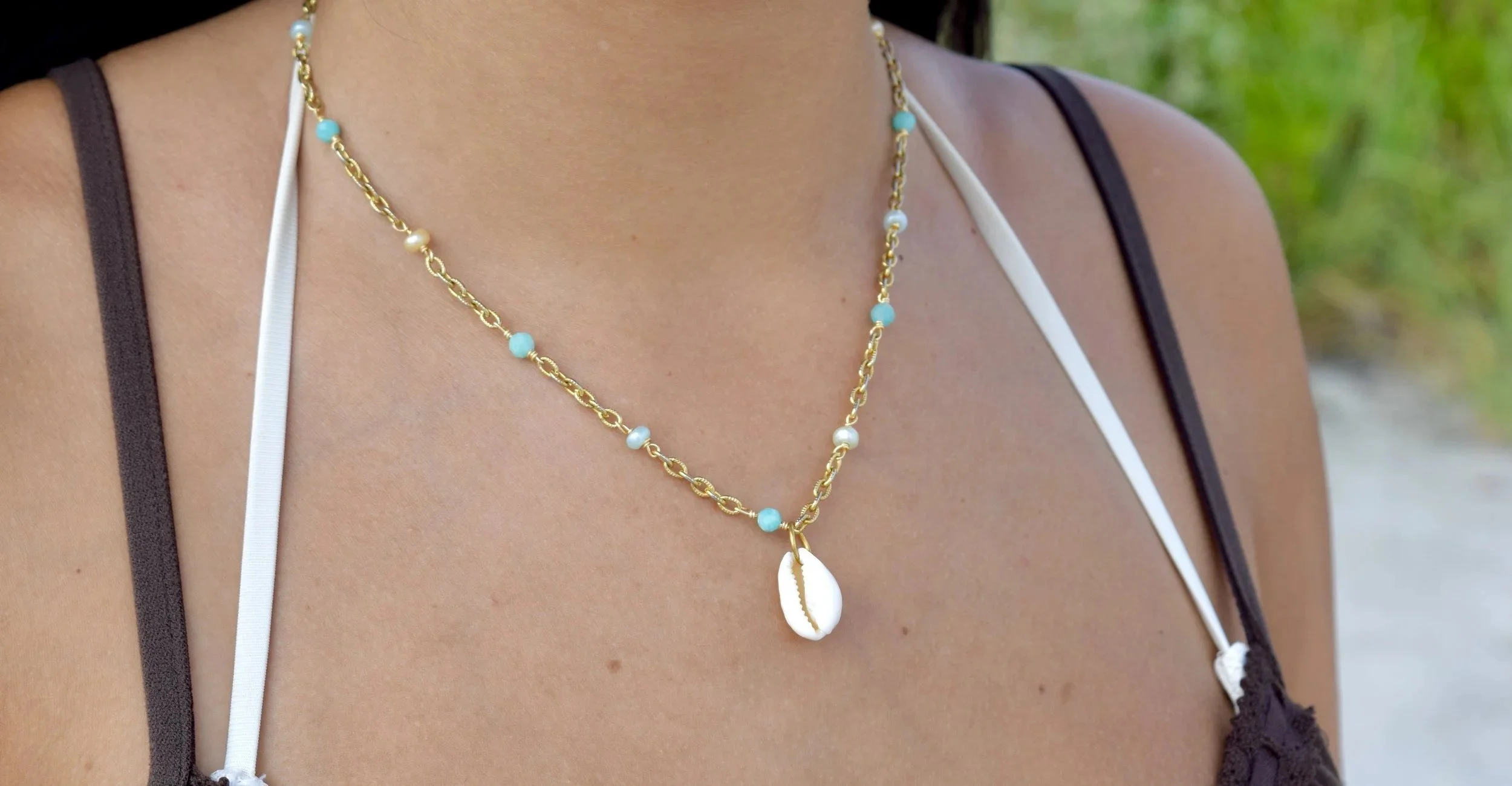 Elaina gold necklace by Busy Beech, view 3
