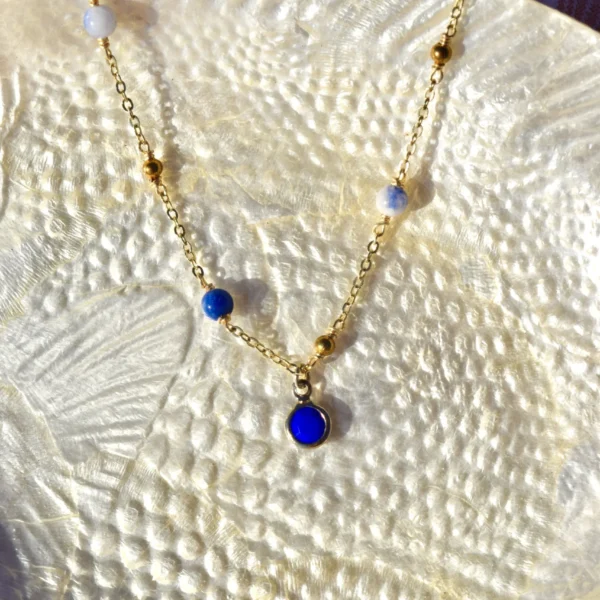 Anni gold necklace, handmade by Busy Beech from recycled and second-hand materials