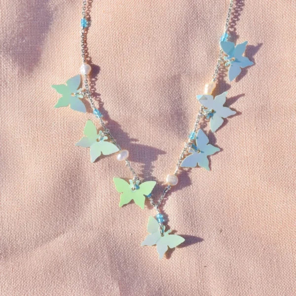 Sophie silver necklace, handmade by Busy Beech from recycled and second-hand materials