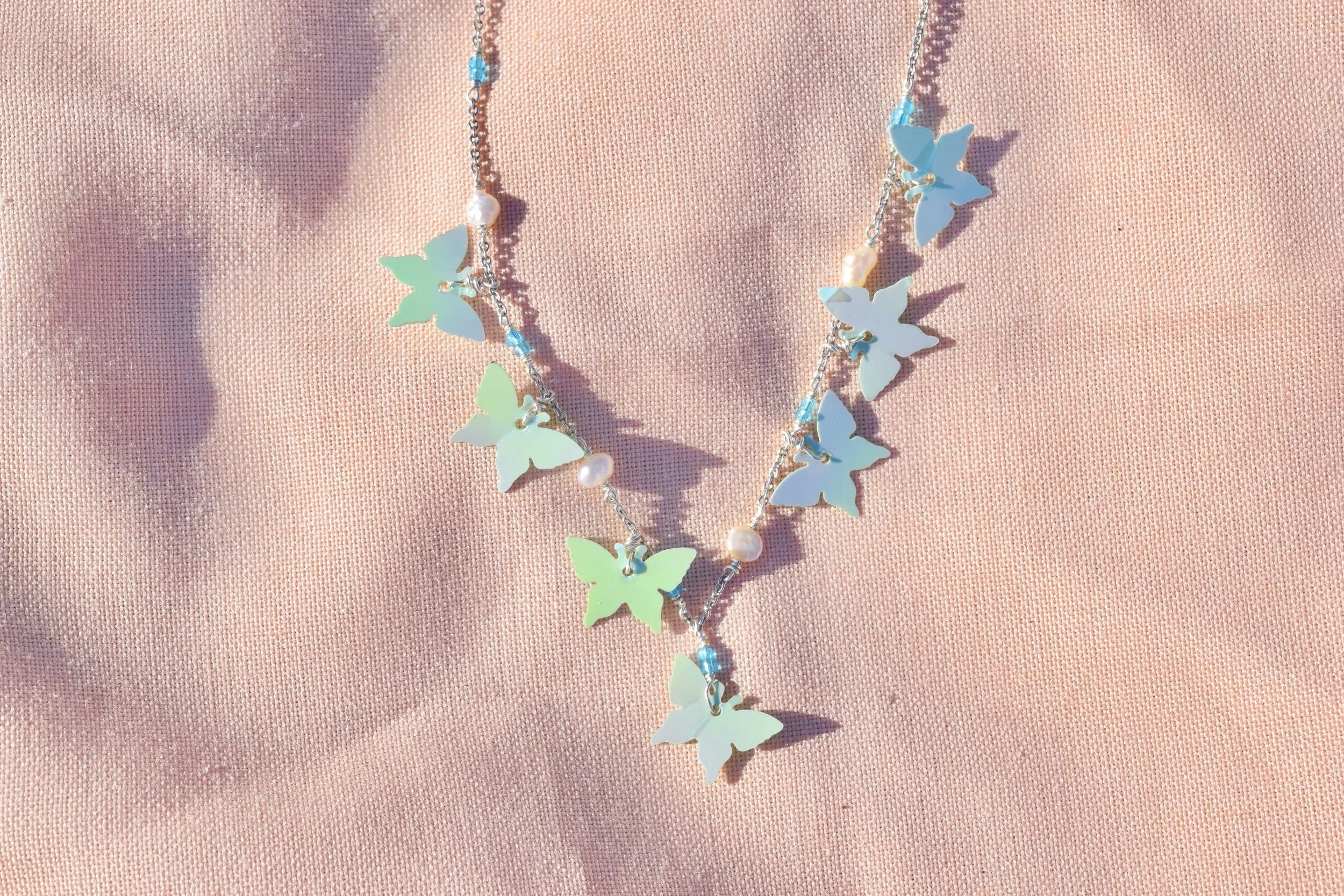 Sophie silver necklace, handmade by Busy Beech from recycled and second-hand materials