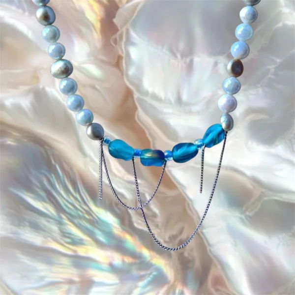 Yzma silver necklace, handmade by Busy Beech from recycled and second-hand materials