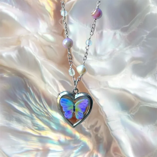 Violet silver necklace, handmade by Busy Beech from recycled and second-hand materials