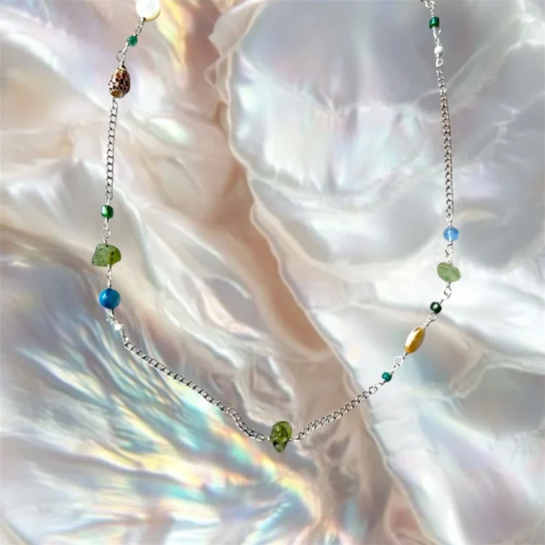 Perri silver necklace, handmade by Busy Beech from recycled and second-hand materials