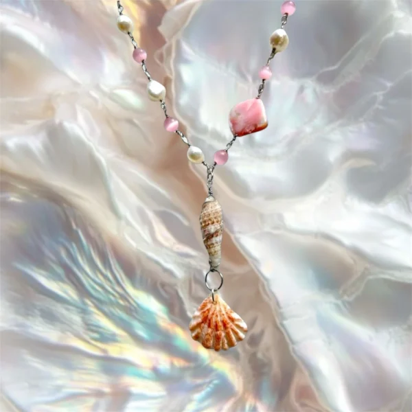 Coraline necklace, handmade by Busy Beech from recycled and second-hand materials